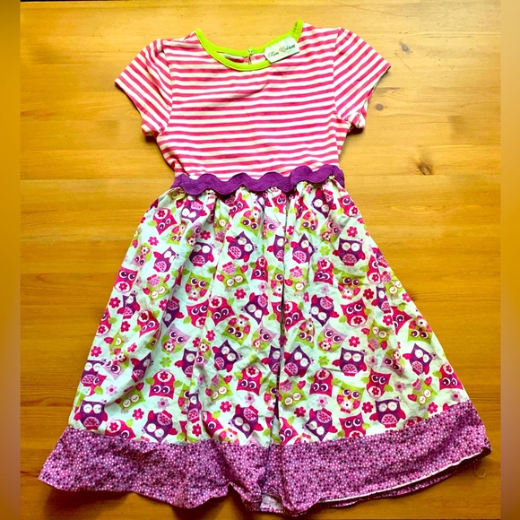 Girls Casual Owl Print Dress - Picture 1 of 14